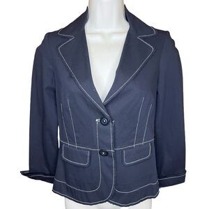 Margaret O’Leary Black Cotton Blend Blazer Size XS